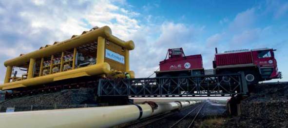 image shows giant subsea towhead being towed for Subsea 7